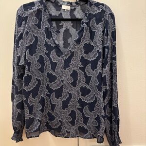 Navy Blue Sheer Blouse